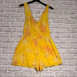 Sisstrevolution Romper Yellow Sleeveless Shorts Surf Vacation Women M Beachwear
